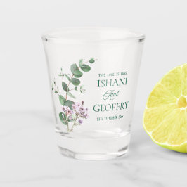 Vaso De Chupito Boda de hojas de eucalipto verde