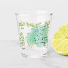 Vaso De Chupito Boda de hojas de eucalipto verde