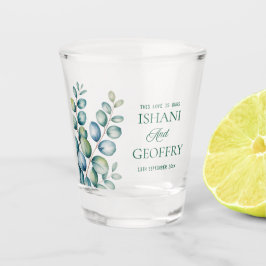 Vaso De Chupito Boda de hojas de eucalipto verde