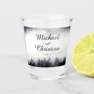 Vaso De Chupito Boda de la naturaleza del bosque de abeto de niebl
