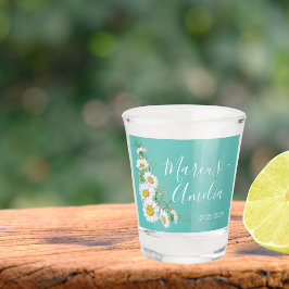 Vaso De Chupito Boda de mareas Verde azuladas y blancas