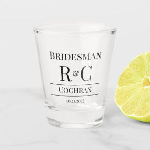 Vaso De Chupito Boda de Monograma Moderno Bridesman Favor Gift