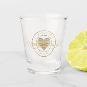 Vaso De Chupito Boda de oro francés Romance Heart Gold ID870