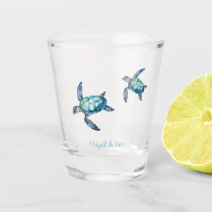 Vaso De Chupito Boda de playa de tortugas marinas personalizada