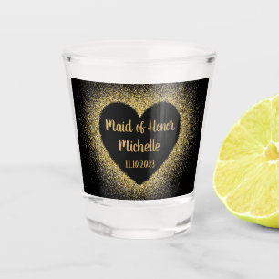 Vaso De Chupito Boda de Regalos de Honor Gold Heart Name
