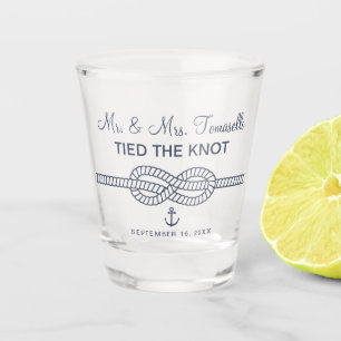 Vaso De Chupito Boda de Sr. y Sra. Anudaron el Nudo