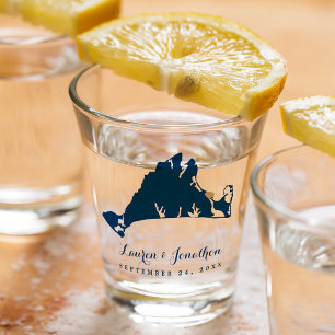 Vaso De Chupito Boda del corazón de oro en el mapa de viñedos de l
