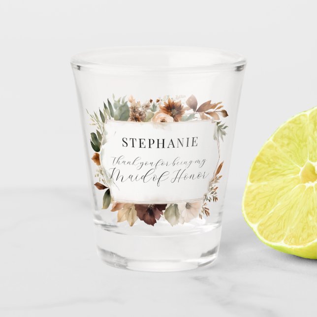 Vaso De Chupito Boda del follaje otoñal de doncella floral de hono (Anverso)