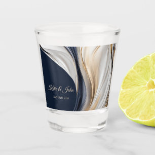 Vaso De Chupito Boda-dinero/tiro Dance-Blue White Gold-