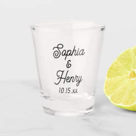 Vaso De Chupito Boda elegante guión de la tipografía moderna negra