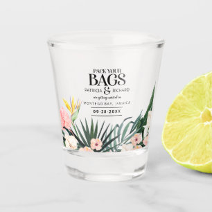 Vaso De Chupito Boda en Destino Tropical Guardar la Fecha