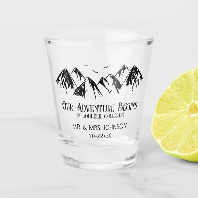 Vaso De Chupito Boda en la Montaña (Anverso)