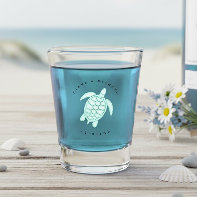 Vaso De Chupito Boda en la playa de espuma de mar Tortuga ID837  (Subido por el creador)