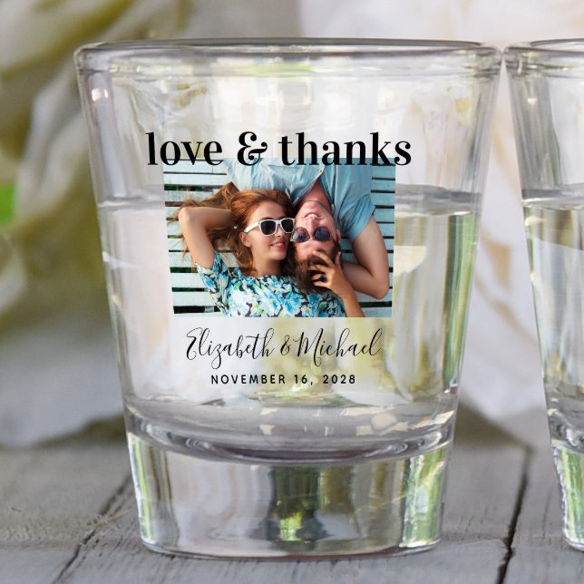 Vaso De Chupito Boda Favor Amor Gracias Personalizado Foto Vidrio  (Subido por el creador)