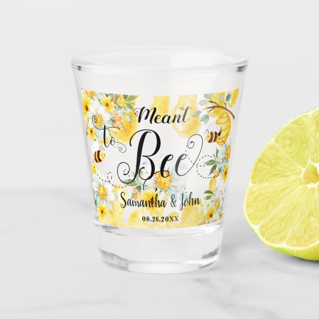 Vaso De Chupito Boda floral amarillo de miel de abejas curas prete (Anverso)