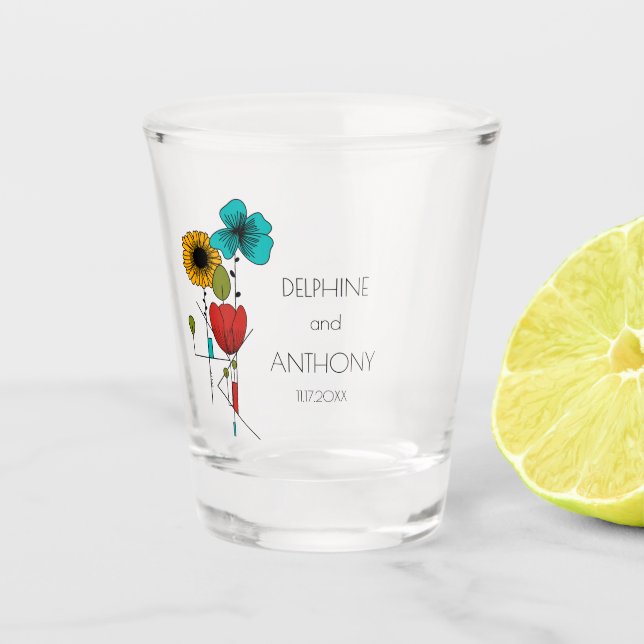 Vaso De Chupito Boda floral contemporáneo Art Noveau (Anverso)