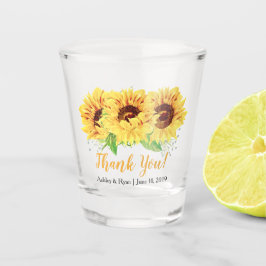 Vaso De Chupito Boda floral de girasol amarillo gracias