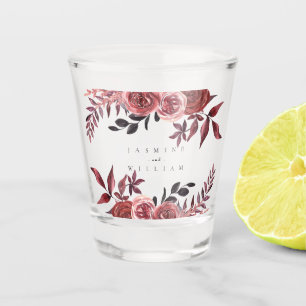 Vaso De Chupito Boda Floral Elegante Borgoña