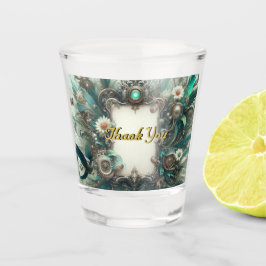 Vaso De Chupito Boda Floral Steampunk Green y Silver