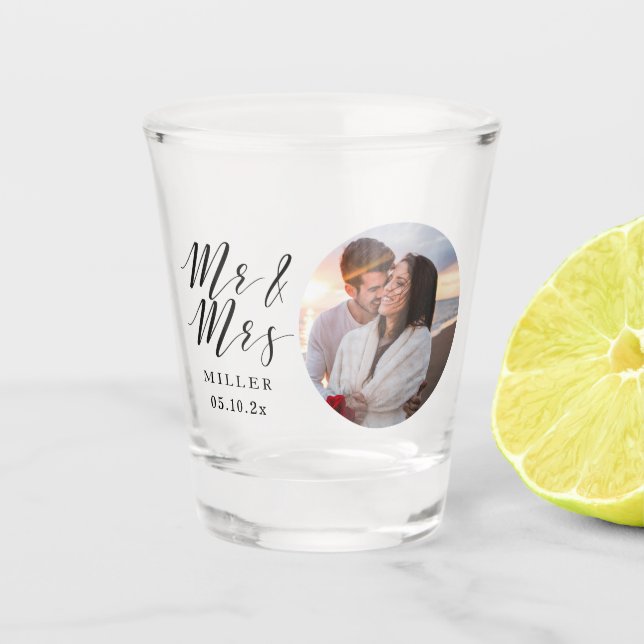 Vaso De Chupito Boda Foto Personalizada Vidrio de disparo (Anverso)