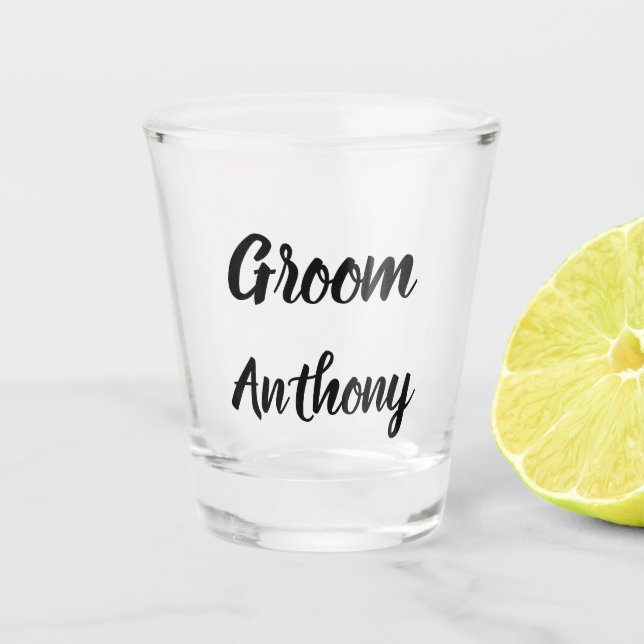 Vaso De Chupito Boda Groom Black and White Custom Name Gifts (Anverso)