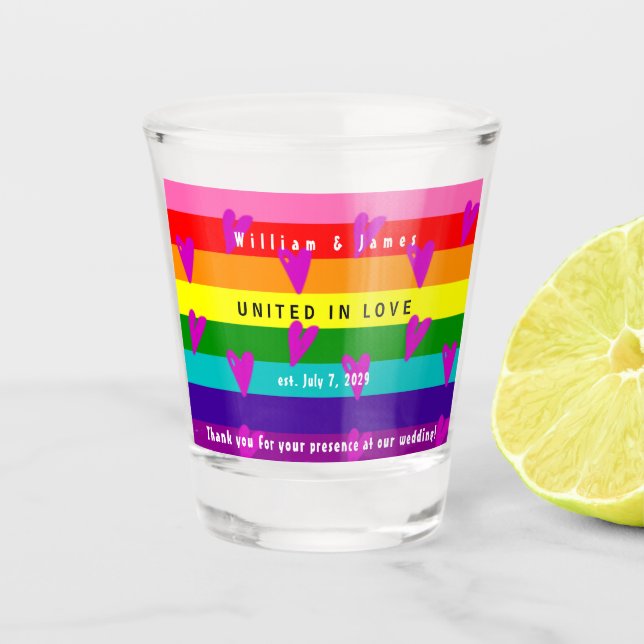 Vaso De Chupito Boda LGBTQ gay gracias (Anverso)