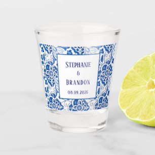 Vaso De Chupito Boda mediterráneo azul de azulejos portugueses