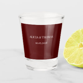 Vaso De Chupito Boda Minimalista Iniciales Modernas Burdeos