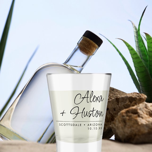 Vaso De Chupito Boda Minimalista moderno Monograma Personalizado (Subido por el creador)