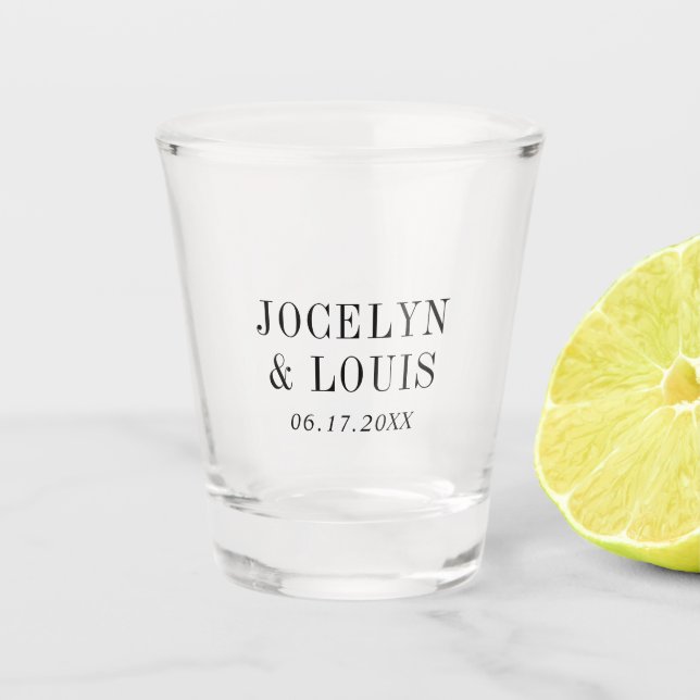 Vaso De Chupito Boda moderna en negro y blanco (Anverso)