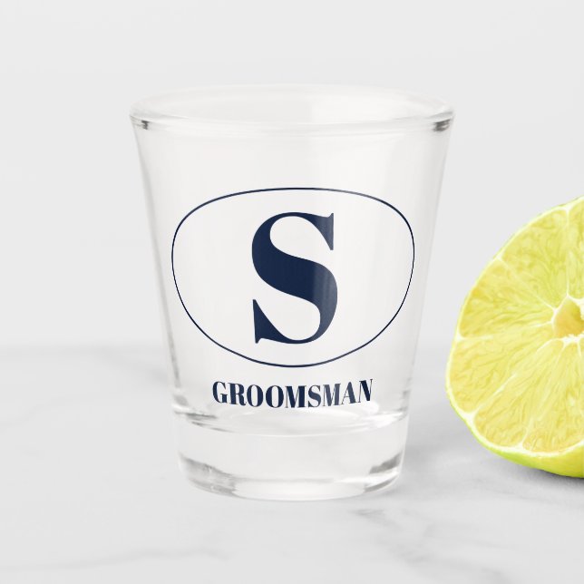 Vaso De Chupito Boda moderno de regalo de monograma simple de Groo (Anverso)