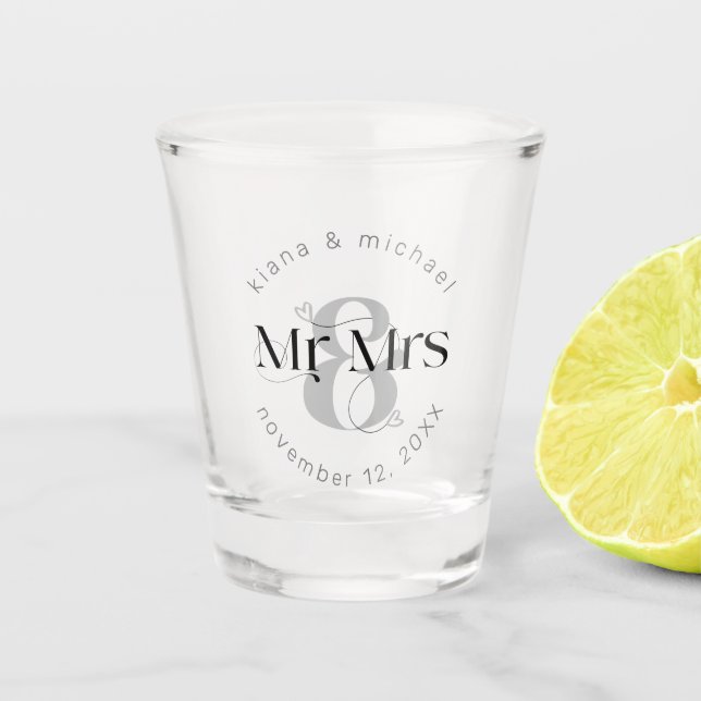 Vaso De Chupito Boda moderno decorativo Sr. y Sra. ID887 (Anverso)