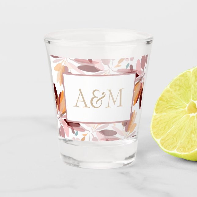 Vaso De Chupito Boda/Monogramed Spring Style Floral moderno (Anverso)