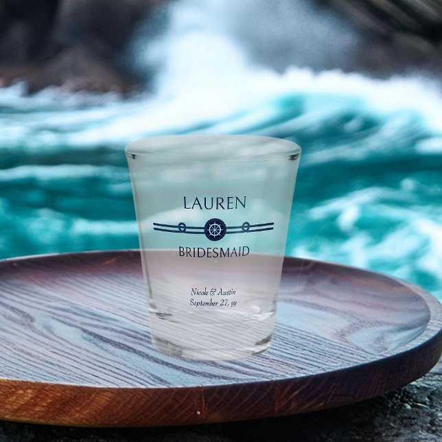 Vaso De Chupito Boda Náutica Bridal Party Bridal (Nautical wedding bridesmaid gift - or personalize for anyone in your wedding party)