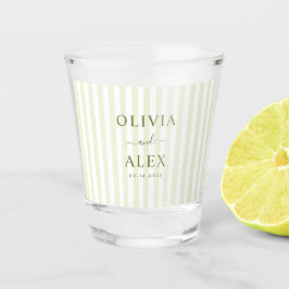 Vaso De Chupito Boda Personalizada Verde con Rayas Retro