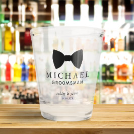 Vaso De Chupito Boda personalizado de Black Bow Tie Groomsman