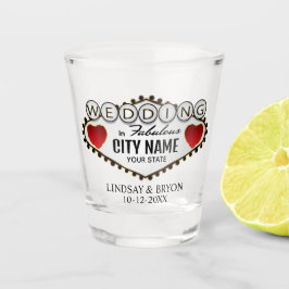Vaso De Chupito Boda personalizar - Estilo Vegas - Vidrio rojo