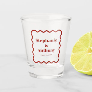 Vaso De Chupito Boda rojo oscuro del borde ondulado del retro de l
