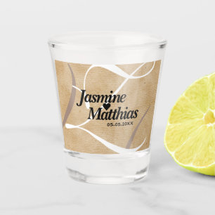 Vaso De Chupito Boda Rústico Elegante Monograma Vintage Burlap
