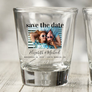 Vaso De Chupito Boda Salva la Fecha Personalizado de la foto Vidri