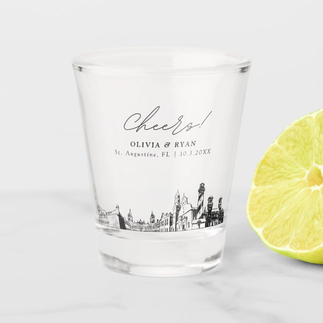 Vaso De Chupito Boda San Agustín Favor de Saludos Personalizados (Anverso)