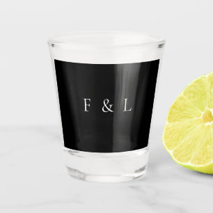 Vaso De Chupito Boda Sencilla Monograma Negro Clásico