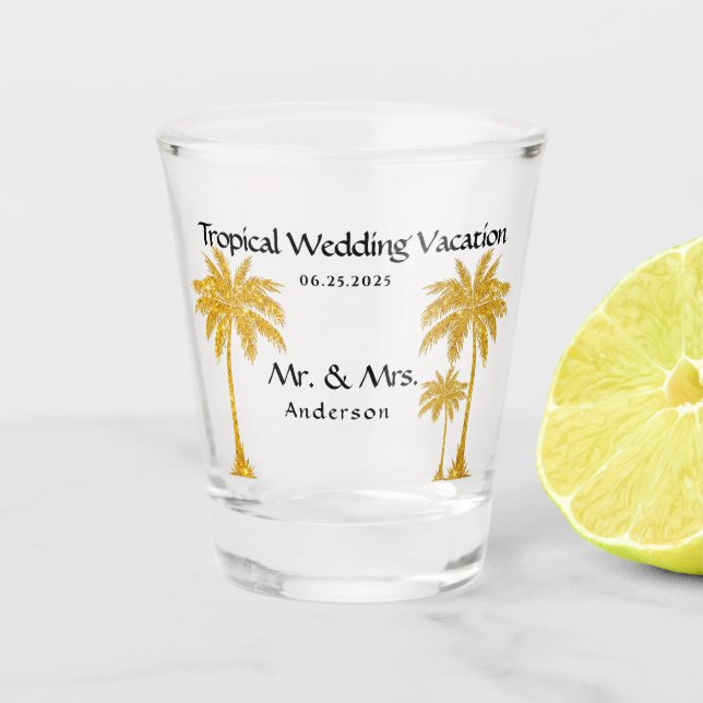 Vaso De Chupito Boda tropical (Anverso)