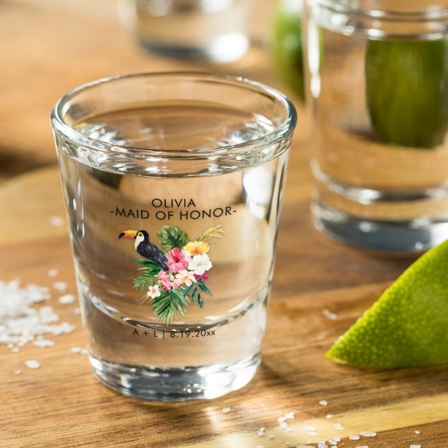 Vaso De Chupito Boda Tropical Toucan Bridesmaid Personalizada (Subido por el creador)