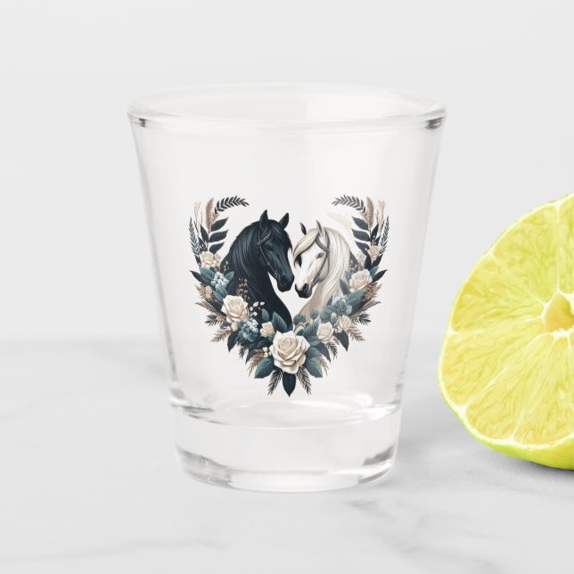 Vaso De Chupito Bodas de campo-caballos enamorados (Anverso)