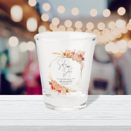 Vaso De Chupito Boho Floral | Boda Terracota Guardar La Fecha