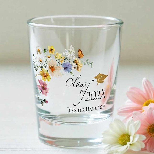 Vaso De Chupito Boho Gilded Wildflower Bouquet Clase de Graduación (Subido por el creador)