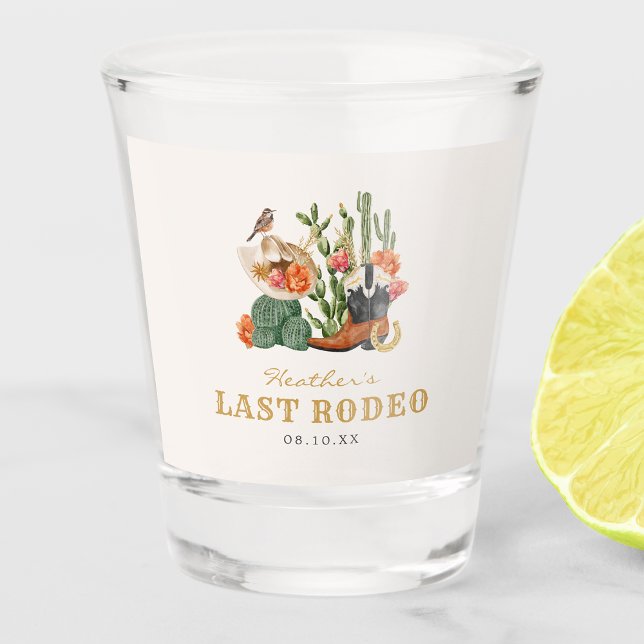 Vaso De Chupito Boho Occidental (Western Boho Last Rodeo Bridal Shower Shot Glass by Painted Paperie
)