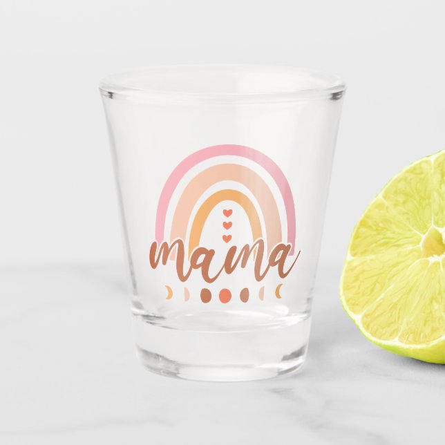 Vaso De Chupito Boho Rainbow Mama con las fases lunares (Anverso)