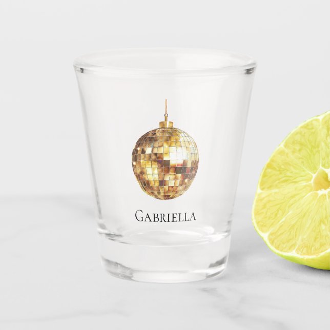 Vaso De Chupito Bola de discoteca de oro (Anverso)